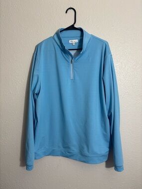 Peter Millar Men's XL Quarter Zip Caribbean Blue Perth Melange Golf Pullover
